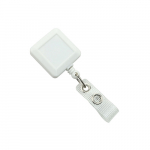 White Square Opaque Clip-On Badge Reel_noscript