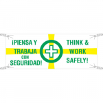 4' x 10' Bilingual Sign "Think and Work Safely"