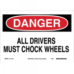 10"x14" B-869 Danger All Drivers Must Chock Wheels Sign_noscript