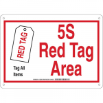 10" x 14" Fiberglass 5S Red Tag Area Tag All Items Sign_noscript