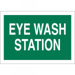 10" x 14" Aluminum Eye Wash Station Sign, White on Green_noscript