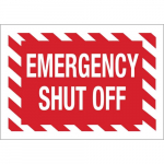 10" x 14" Aluminum Emergency Shut Off Sign, White on Red_noscript