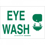 10" x 14" Aluminum Eye Wash Sign, Green on White_noscript
