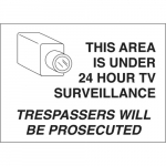 10" x 14" B555 This Area Is Under 24 Hour Tv... Sign_noscript