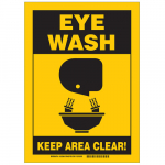 10" x 14" Aluminum Eye Wash Sign, Yellow on Black_noscript