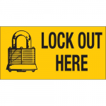 10" x 14" Polyester Lock Out Here Sign, Black on Yellow_noscript