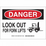 10" x 14" Polyester Danger Look Out For Fork Lifts Sign_noscript