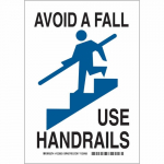 10" x 7" Aluminum Avoid A Fall Use Handrails Sign_noscript