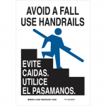 Bilingual Avoid A Fall Use Handrails Sign_noscript