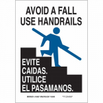 Bilingual Avoid A Fall Use Handrails Sign_noscript