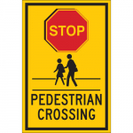 18" x 12" Polyester Stop Pedestrian Crossing Sign_noscript