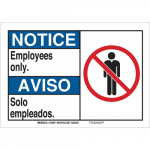 7" x 10" Polyester Bilingual Notice Employees Only Sign_noscript