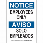14" x 10" Polyester Bilingual Notice Employees Only Sign_noscript