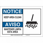 7" x 10" Aluminum Bilingual Notice Keep Area Clean Sign_noscript