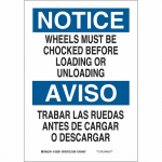 14" x 10" B555 Notice Wheels Must Be Chocked ... Sign_noscript