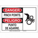 10" x 14" Aluminum Bilingual Danger Pinch Points Sign_noscript