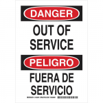 10" x 7" Polyester Bilingual Danger Out Of Service Sign_noscript
