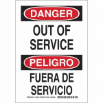 14" x 10" Polyester Bilingual Danger Out Of Service Sign_noscript