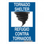 10" x 7" Polyester Bilingual Tornado Shelter Sign_noscript