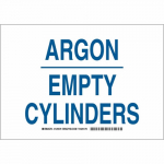 7" x 10" Aluminum Argon Empty Cylinders Sign