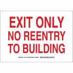 10" x 14" Aluminum Exit Only No Reentry To Building Sign_noscript