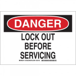 7" x 10" Polyester Danger Lock Out Before Servicing Sign_noscript