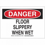 10" x 14" Aluminum Danger Floor Slippery When Wet Sign_noscript