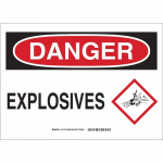 10" x 14" Polystyrene Danger Explosives Sign
