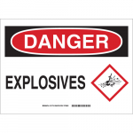 10" x 14" Fiberglass Danger Explosives Sign