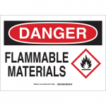 10" x 14" Fiberglass Danger Flammable Materials Sign_noscript