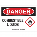 10" x 14" Fiberglass Danger Combustible Liquids Sign_noscript