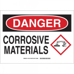 10" x 14" Fiberglass Danger Corrosive Materials Sign_noscript