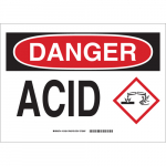 10" x 14" Aluminum Danger Acid Sign_noscript