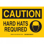 10" x 14" Fiberglass Caution Hard Hats Required Sign_noscript