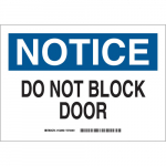 7" x 10" Polystyrene Notice Do Not Block Door Sign_noscript