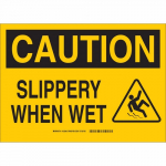 10" x 14" Aluminum Caution Slippery When Wet Sign_noscript
