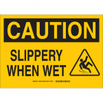 10" x 14" Fiberglass Caution Slippery When Wet Sign_noscript