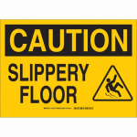 10" x 14" Aluminum Caution Slippery Floor Sign_noscript