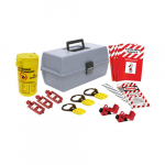 Lockout Kit with Large Toolbox, Polyethylene, Gray