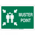 10" x 14" Aluminum Muster Point Sign, Green on White_noscript