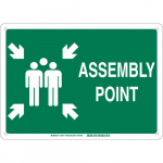 10" x 14" Fiberglass Assembly Point Sign, Green on White_noscript