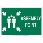10" x 14" Aluminum Assembly Point Sign, Green on White_noscript