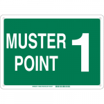 10" x 14" Fiberglass Muster Point 1 Sign, Green on White_noscript