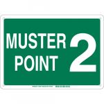 10" x 14" Fiberglass Muster Point 2 Sign, Green on White_noscript