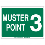 10" x 14" Fiberglass Muster Point 3 Sign, Green on White_noscript