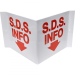 8" x 14.5" Plastic V-Shaped SDS Info Sign, Red on White_noscript