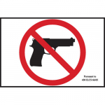 No Firearm Picto Sign, Black/Red on White