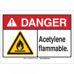 10" x 14" Aluminum Danger Acetylene. Flammable. Sign