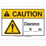 10" x 14" Polystyrene Caution Clearance __Ft __In Sign_noscript