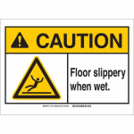 10" x 14" Aluminum Caution Floor Slippery When Wet. Sign_noscript